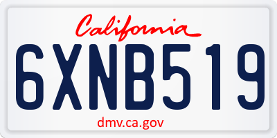 CA license plate 6XNB519