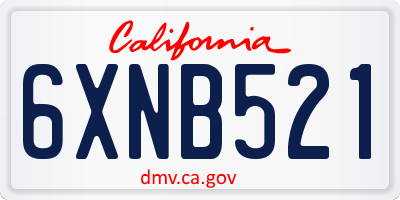 CA license plate 6XNB521