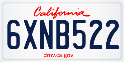 CA license plate 6XNB522