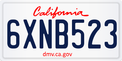 CA license plate 6XNB523