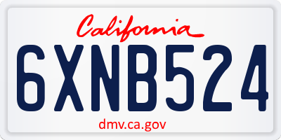 CA license plate 6XNB524