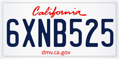 CA license plate 6XNB525