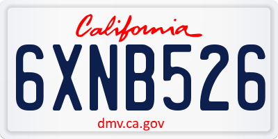 CA license plate 6XNB526