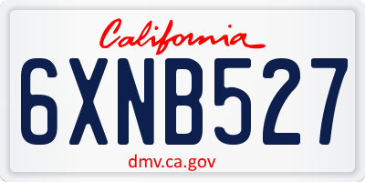 CA license plate 6XNB527
