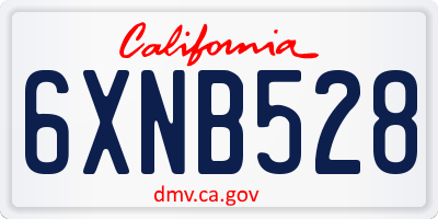 CA license plate 6XNB528