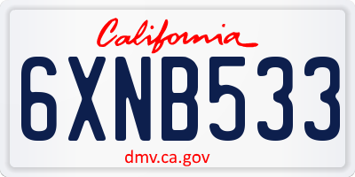 CA license plate 6XNB533