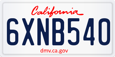 CA license plate 6XNB540