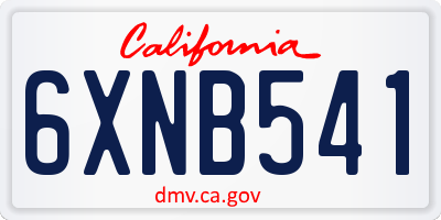CA license plate 6XNB541