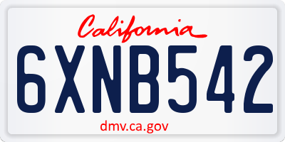 CA license plate 6XNB542