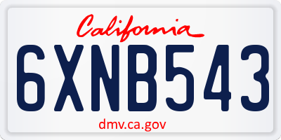 CA license plate 6XNB543