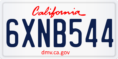 CA license plate 6XNB544