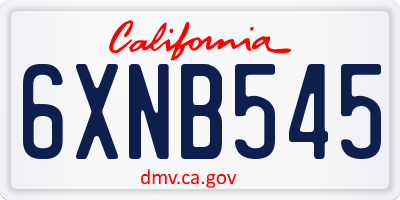 CA license plate 6XNB545