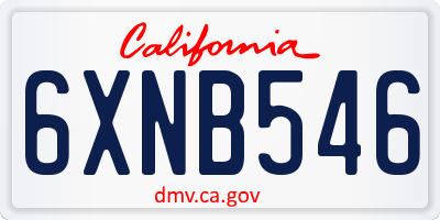 CA license plate 6XNB546