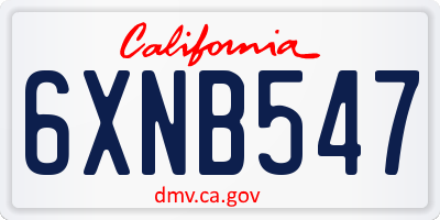 CA license plate 6XNB547