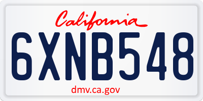 CA license plate 6XNB548