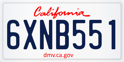 CA license plate 6XNB551