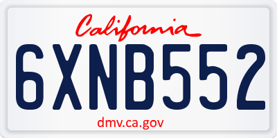 CA license plate 6XNB552