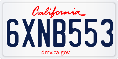 CA license plate 6XNB553