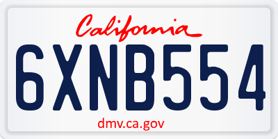 CA license plate 6XNB554