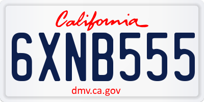 CA license plate 6XNB555
