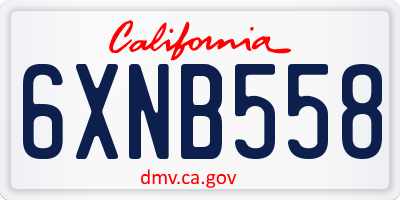 CA license plate 6XNB558