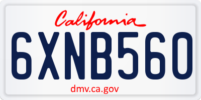 CA license plate 6XNB560