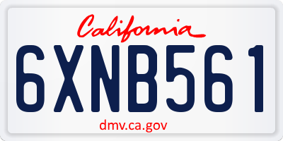 CA license plate 6XNB561