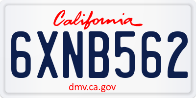 CA license plate 6XNB562