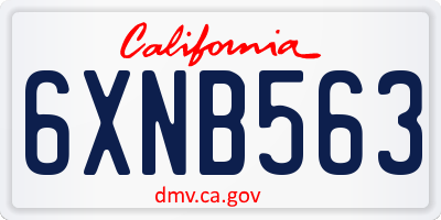 CA license plate 6XNB563
