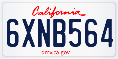 CA license plate 6XNB564