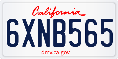CA license plate 6XNB565