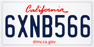 CA license plate 6XNB566