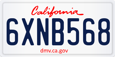 CA license plate 6XNB568