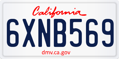 CA license plate 6XNB569