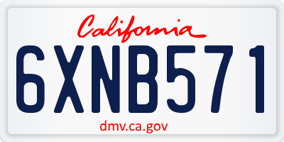 CA license plate 6XNB571
