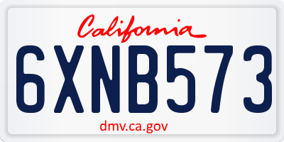 CA license plate 6XNB573
