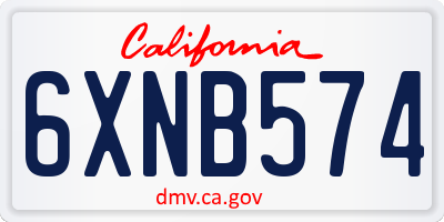 CA license plate 6XNB574