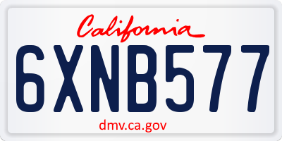 CA license plate 6XNB577