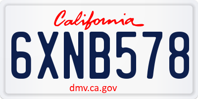 CA license plate 6XNB578