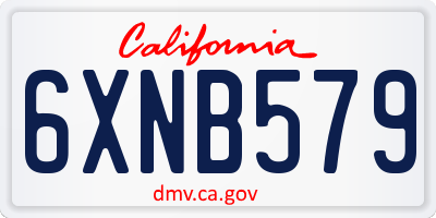 CA license plate 6XNB579