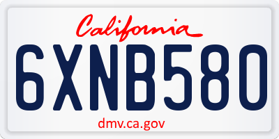 CA license plate 6XNB580