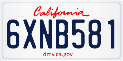 CA license plate 6XNB581