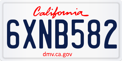 CA license plate 6XNB582