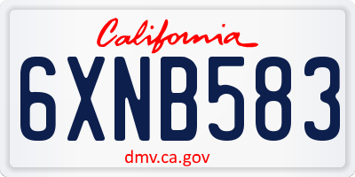 CA license plate 6XNB583