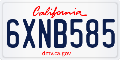 CA license plate 6XNB585