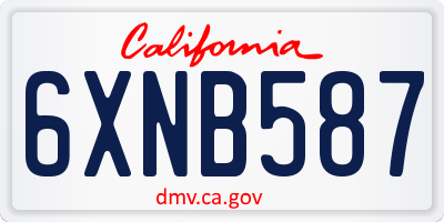 CA license plate 6XNB587