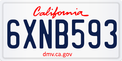 CA license plate 6XNB593