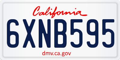 CA license plate 6XNB595