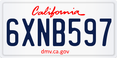 CA license plate 6XNB597