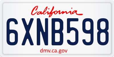 CA license plate 6XNB598